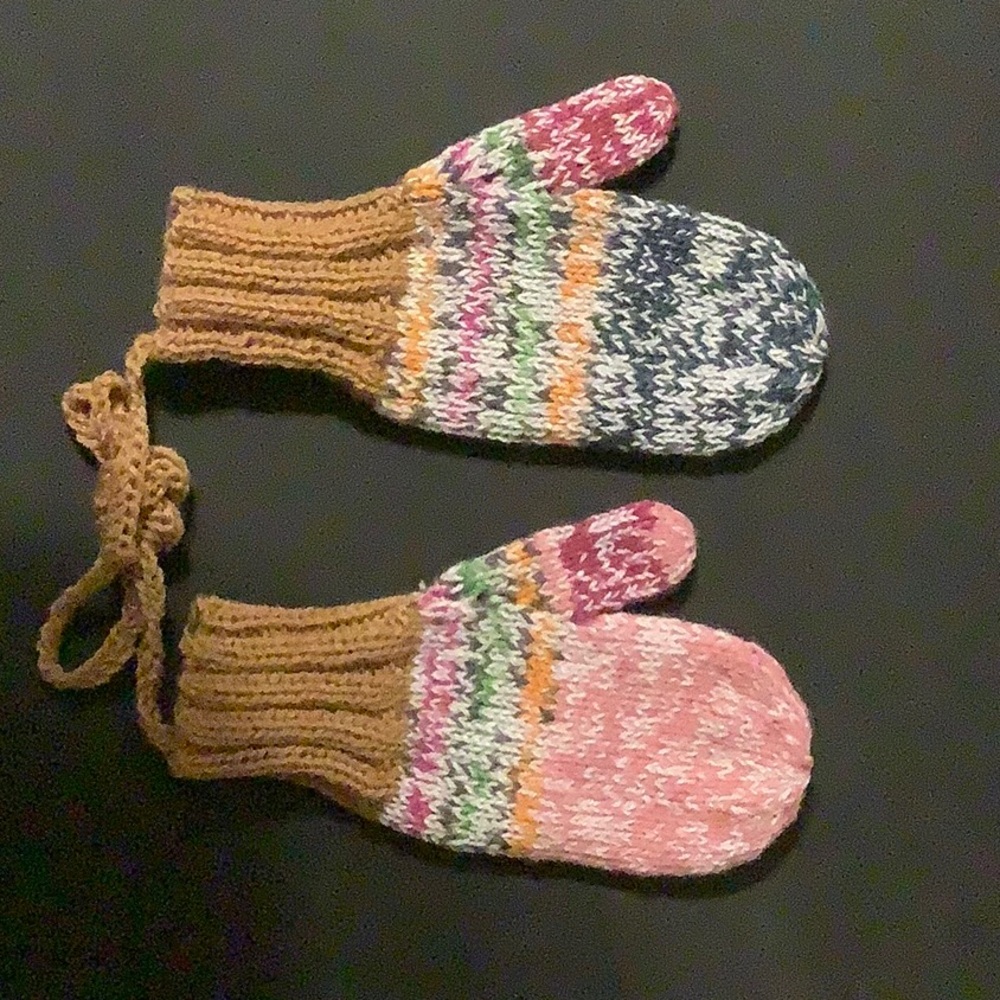 Fun handknit little girl mittens
